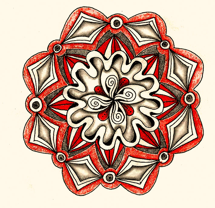 Mandala using easy tangle patterns