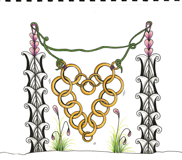 Heart-of-Gold Tangle Pattern Art Journal Prompt