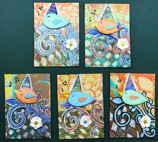 Five bird ATCs in this series