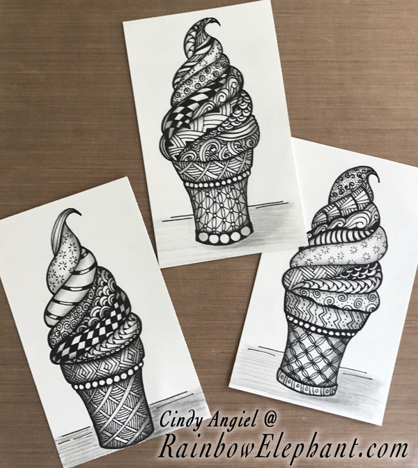 Line Weaving - Ice Cream Cones by Cindy Angiel