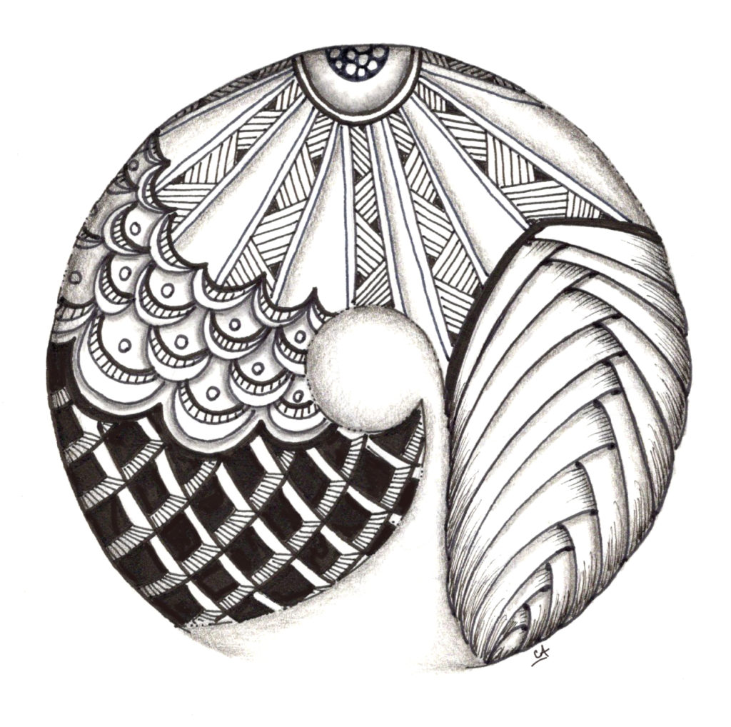 circular zentangle doodle lineweaving project